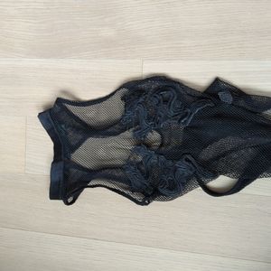 Dolls kill dragon fishnet high collar bodysuit